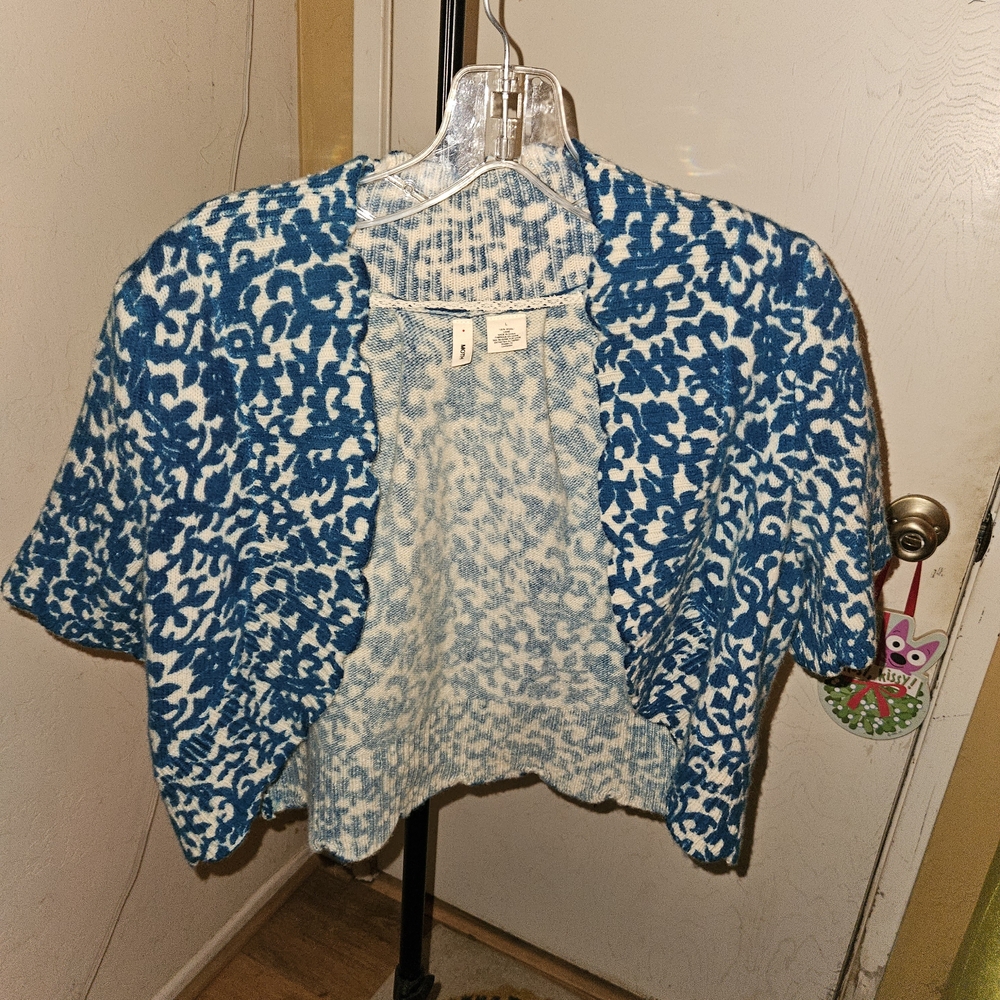 Anthropologie Blue and White Cardigan